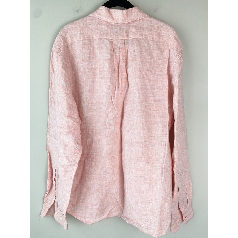 Banana Republic Mens 100% Linen Shirt M Pink Standard Fit Pastel Button Up Prep - Picture 3 of 9